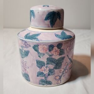 Chinese Ginger Jar Purple Green Floral With Lid Flaw As Pictured